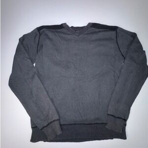BLACK Mens V-Neck Sweater Black Medium Long Sleeve Ribbed Knit Pullover